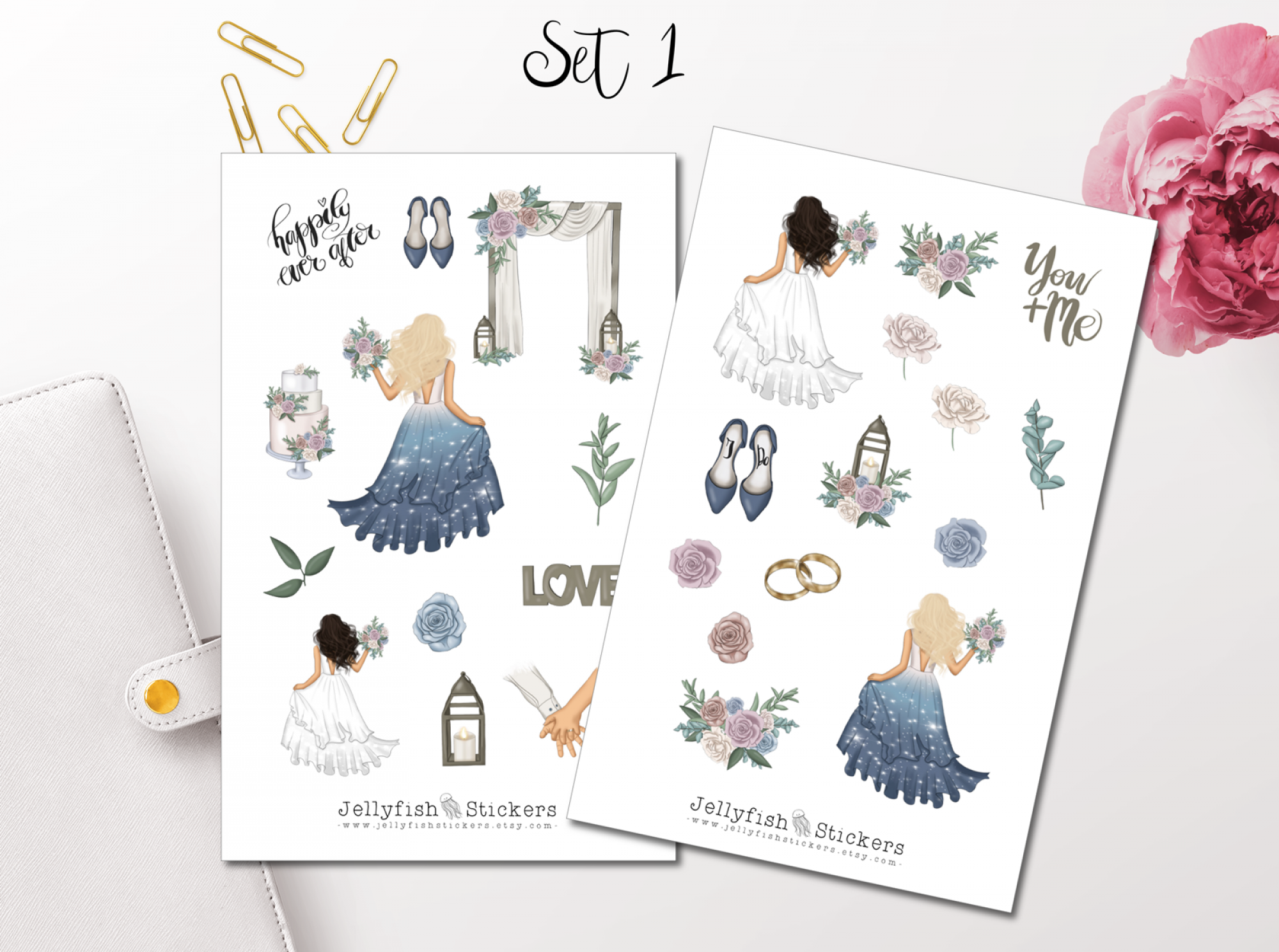 Mädchen Hochzeit Sticker Set